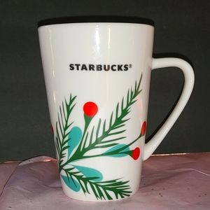 Starbucks 2020 Holiday Tall Ceramic Coffee Mug Holly & Berries
